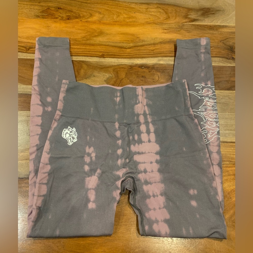 Darc Sport Tie-Dye High-Waist Leggings in Mauve and Charcoal